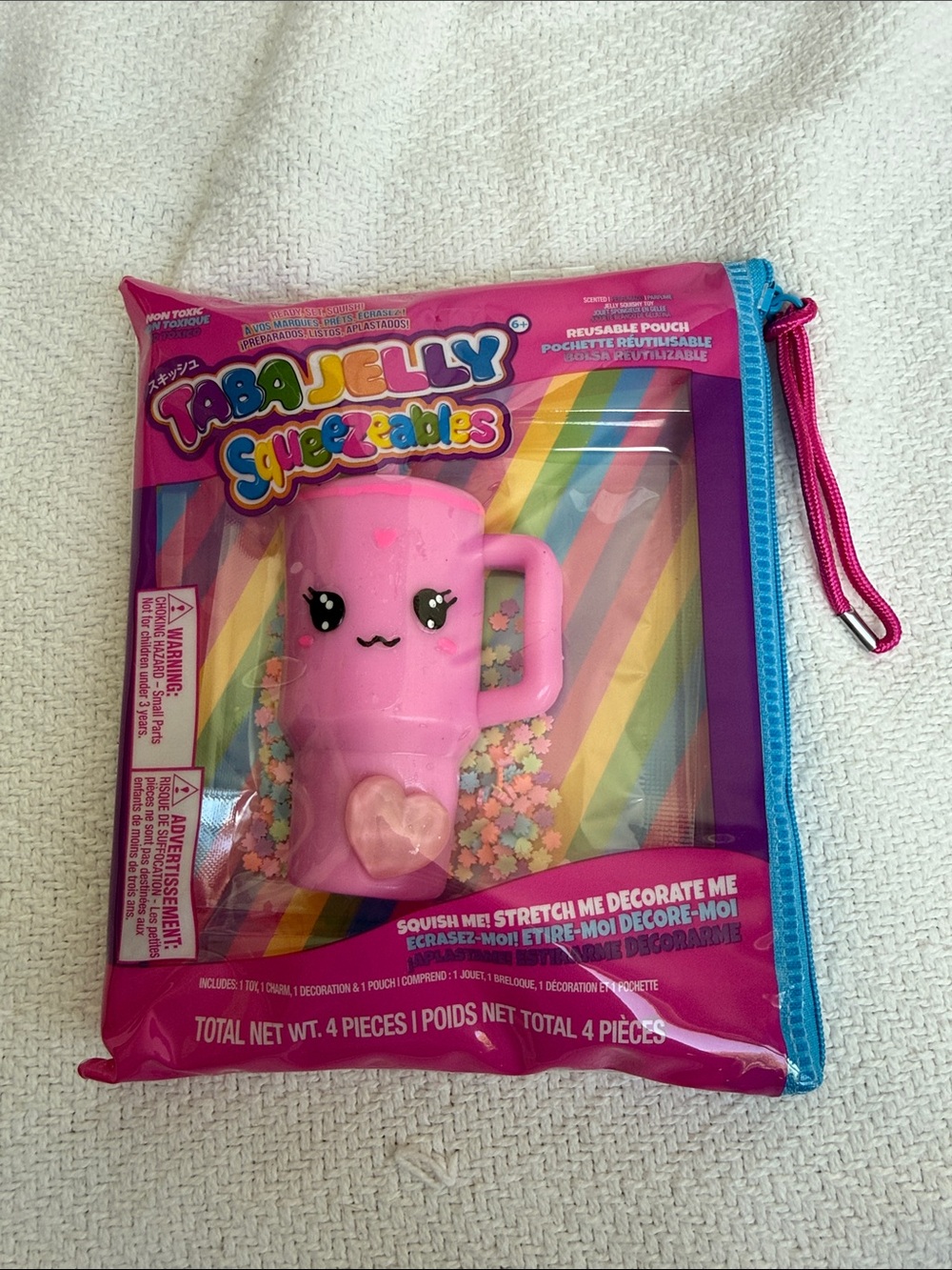 Squeezables Pink Mug Toy - Cute Stretchy Decorator
